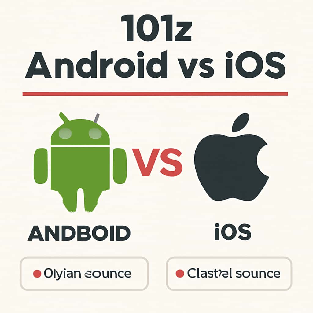A diagram illustrating the differences between 101z on Android and iOS.