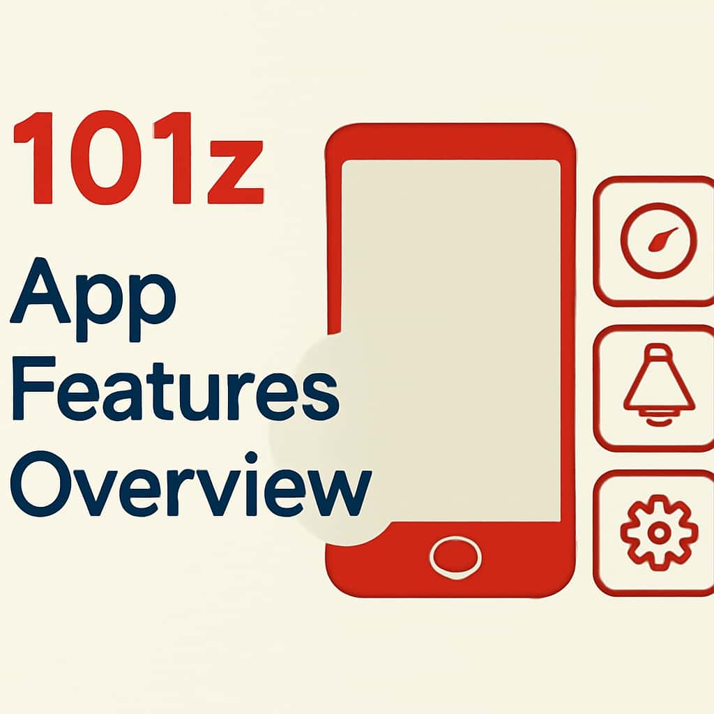 Illustration detailing the features of the 101z app.