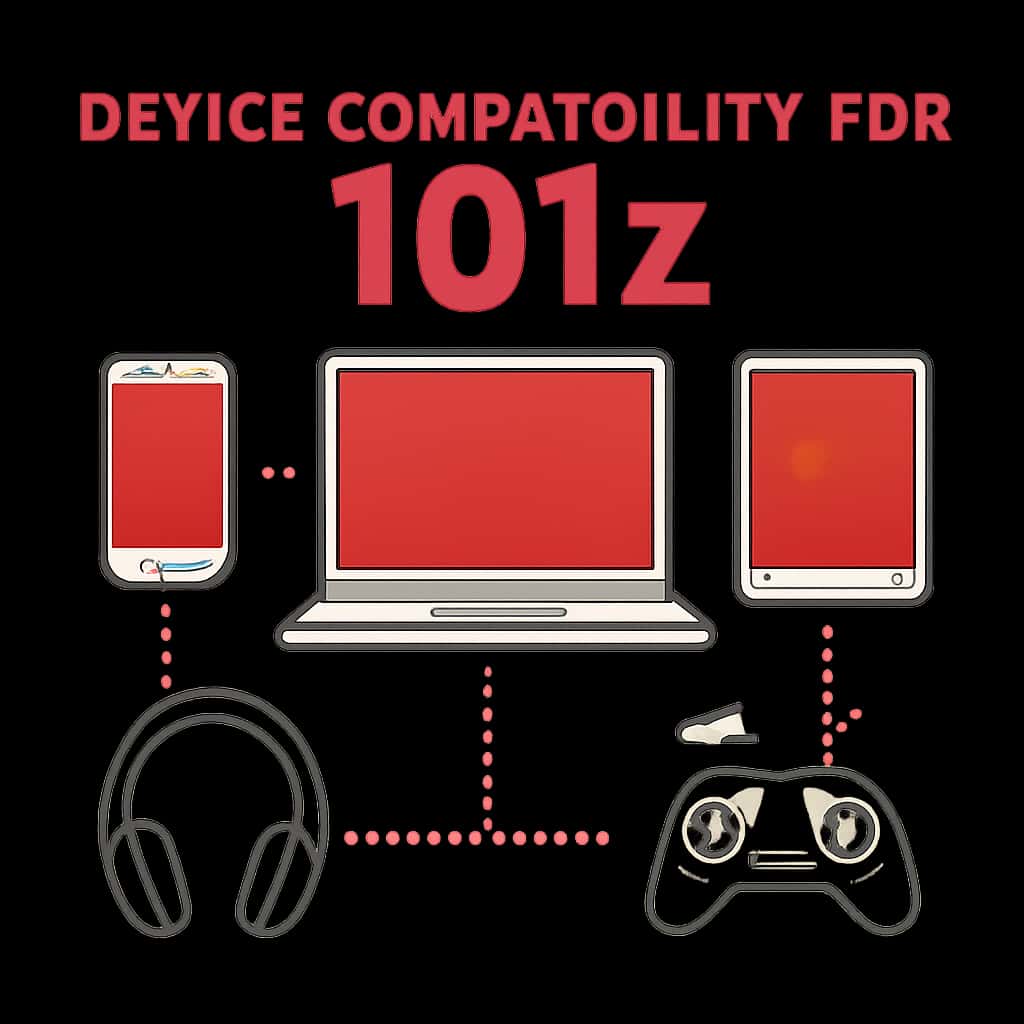 An illustration detailing compatibility features of the 101z app.