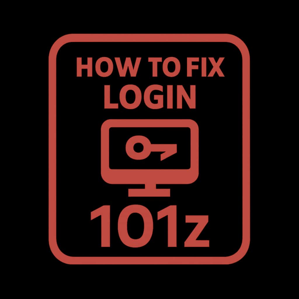 A professional badge illustrating the concept of fixing login issues for 101z.