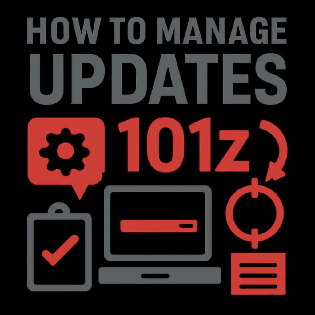 Diagram illustrating steps for managing updates in the 101z app.
