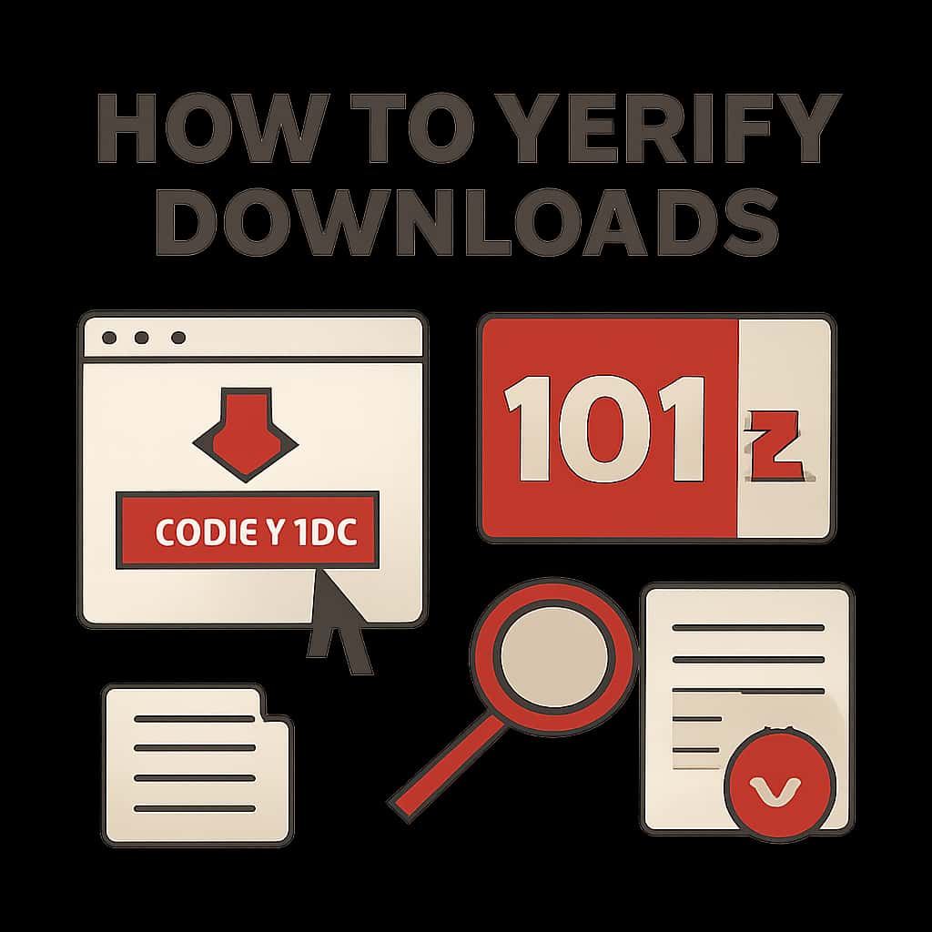 Diagram illustrating the steps to verify 101z downloads.