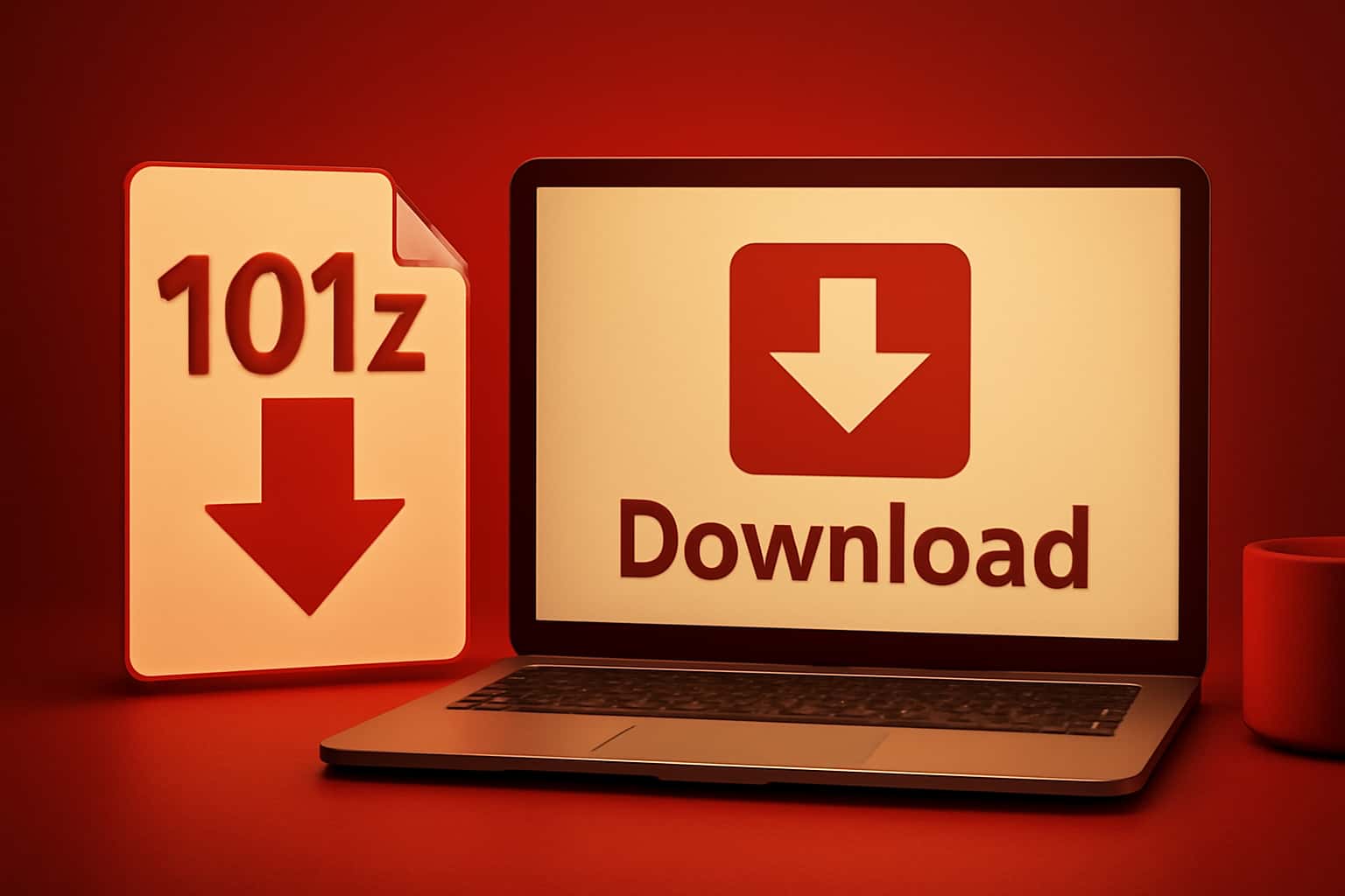 A conceptual image depicting the download process for the 101z application.