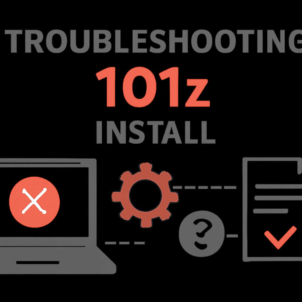 Illustration guiding through troubleshooting the installation of 101z.